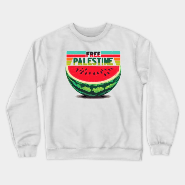 Free Palestine Watermelon Crewneck Sweatshirt by TomFrontierArt